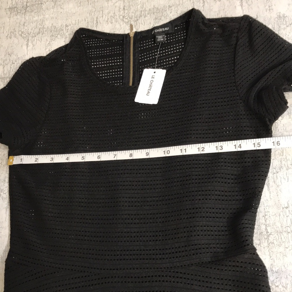 Le Chateau Black Peplum Top; Semi-Sheer; Removable Cami; New with Tags; Size XS - Picture 12 of 16